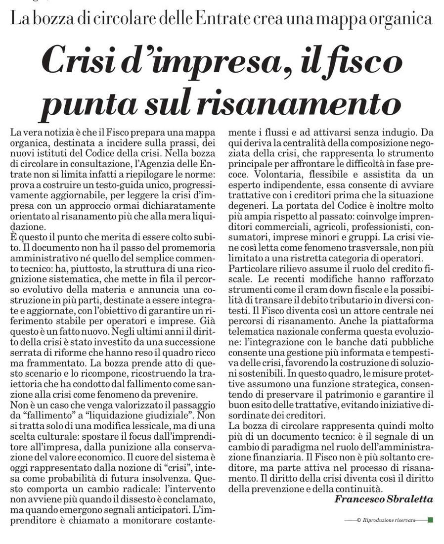 Crisi d'impresa, il fisco punta sul risanamento