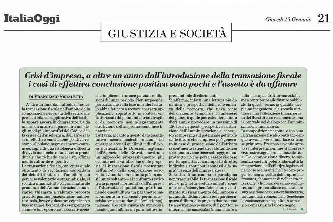 Crisi d'impresa, transazione fiscale: l'assetto è da affinare